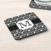 Trendy Mit Monogramm Damask Untersetzer (Linke Seite)