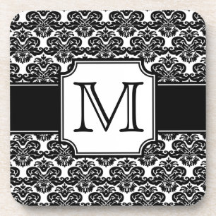 Trendy Mit Monogramm Damask Untersetzer