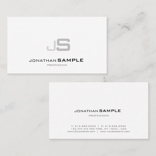 Trendy Mit Monogramm Elegant Einfach Schlicht Visitenkarte (Vorne/Hinten)