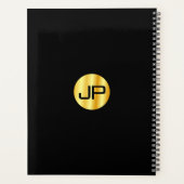 Trendy Mit Monogramm Elegante Black Gold Template Planer (Rückseite)
