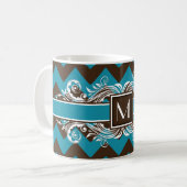 Trendy Mit Monogramm Geometric Zickzack Pattern Kaffeetasse (Vorderseite Links)