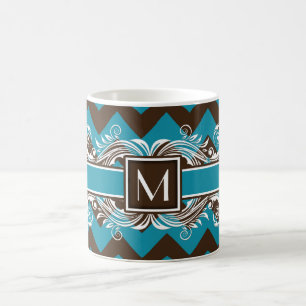 Trendy Mit Monogramm Geometric Zickzack Pattern Kaffeetasse