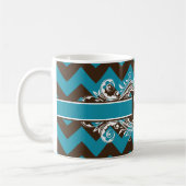 Trendy Mit Monogramm Geometric Zickzack Pattern Kaffeetasse (Links)