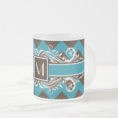 Trendy Mit Monogramm Geometric Zickzack Pattern Mattglastasse (VorderseiteRechts)