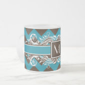 Trendy Mit Monogramm Geometric Zickzack Pattern Mattglastasse (Vorderseite Links)