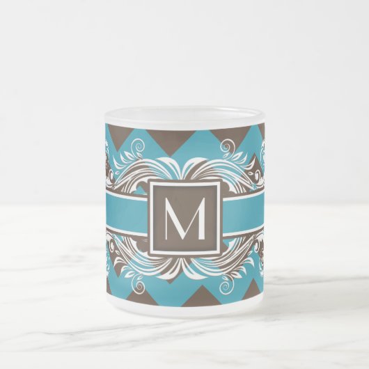 Trendy Mit Monogramm Geometric Zickzack Pattern Mattglastasse (Mittel)