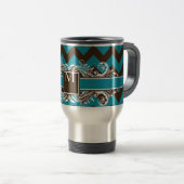 Trendy Mit Monogramm Geometric Zickzack Pattern Reisebecher (VorderseiteRechts)