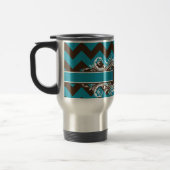 Trendy Mit Monogramm Geometric Zickzack Pattern Reisebecher (Links)