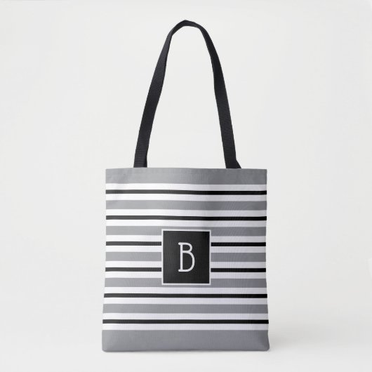 Trendy Mit Monogramm Initial Gray Schwarz-weiß Str Tasche (Vorderseite)
