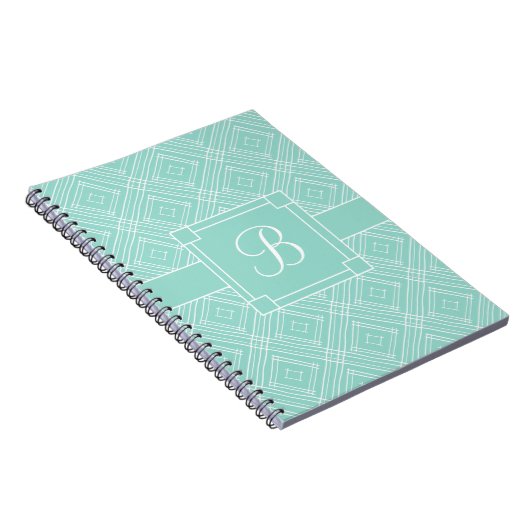 Trendy Mit Monogramm Minze Green Diamond Muster Notizblock (Rechte Seite)