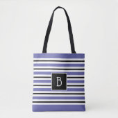 Trendy Mit Monogramm Periwinkle Blue Black Stripe Tasche (Vorderseite)
