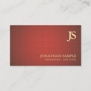 Trendy Mit Monogramm Red Gold Damask Schlicht Luxu Visitenkarte