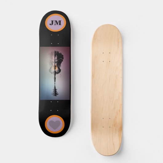Trendy Mit Monogramm Skateboard mit Gitarre (Vorderseite)