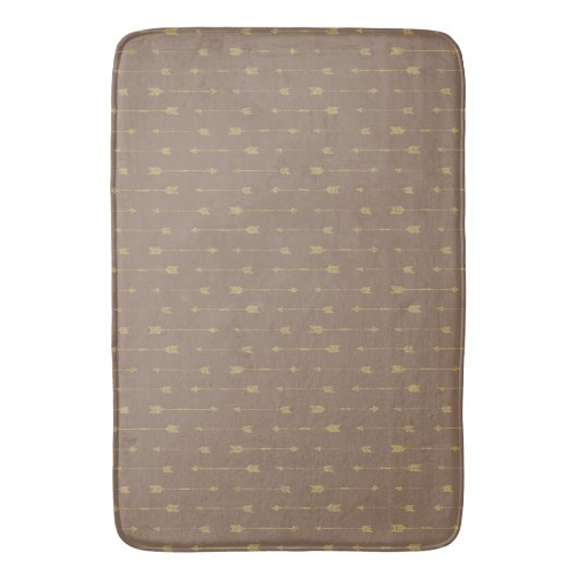 Trendy Mocha Brown & Gold Boho Arrows Bath Mat Badematte (Vorderseite Vertikal)