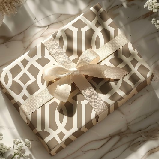 Trendy Mocha Brown marokkanischer Trellis Muster Geschenkpapier