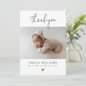 Trendy Mocha Hearts 2 Foto Moderne Babydusche Dankeskarte (Stehend Vorderseite)