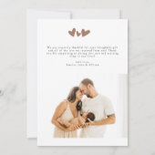 Trendy Mocha Hearts 2 Foto Moderne Babydusche Dankeskarte (Rückseite)