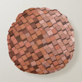 "Trendy Mocha Mousse Geometric 3D Cube Rundes Kissen