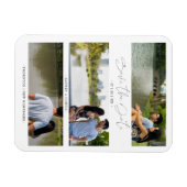 Trendy Modern 3 Wedding Engagement Fotos Collage Magnet (Horizontal)