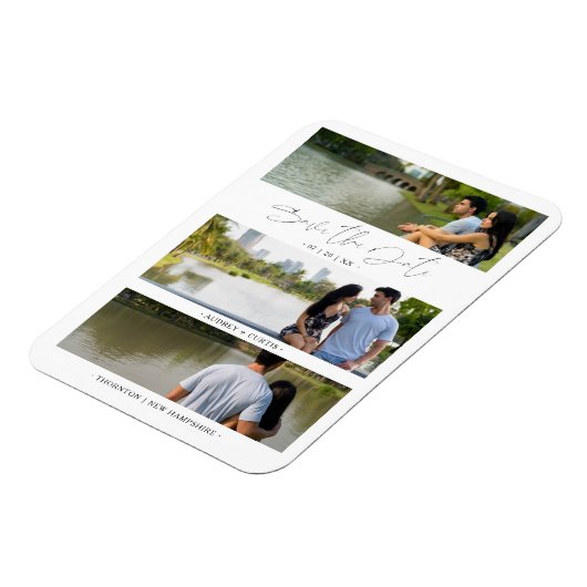 Trendy Modern 3 Wedding Engagement Fotos Collage Magnet (Linke Seite)