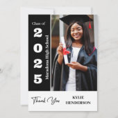 Trendy Modern Abschluss Foto Dankeskarte (Vorderseite)