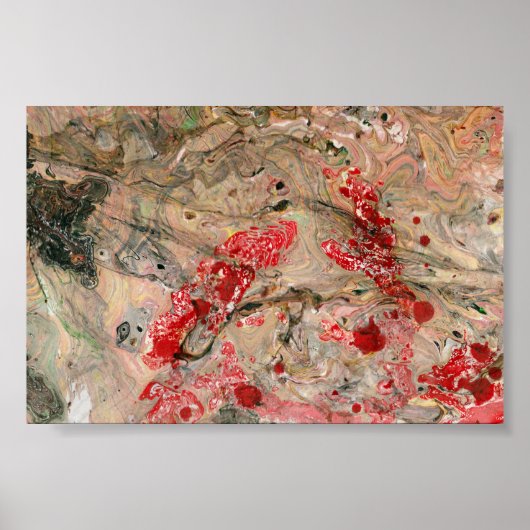 Trendy Modern Abstrakt Art Black Red Brown Green Poster (Vorne)