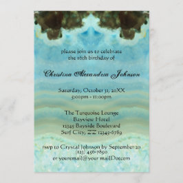 Trendy Modern Aqua Blue Crystal Sweet 16 Einladung