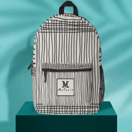 Trendy modern art lines Abstract minimal Monogram  Bedruckter Rucksack