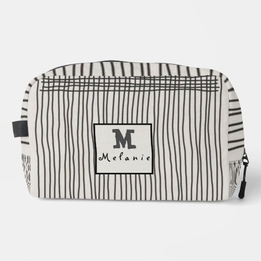 Trendy modern art lines Abstract minimal Monogram  Waschbeutel (Vorderseite)