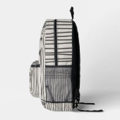 Trendy modern art lines black and white Monogram Bedruckter Rucksack (Rechts)