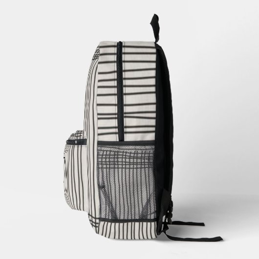 Trendy modern art lines black and white Monogram Bedruckter Rucksack (Rechts)