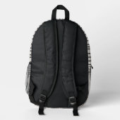 Trendy modern art lines black and white Monogram Bedruckter Rucksack (Rückseite)