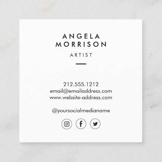 Trendy Modern Artist Designer Pink Quadratische Visitenkarte (Rückseite)