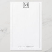 Trendy Modern Basic Initial Monogram Square Grenze Briefpapier (Vorderseite)