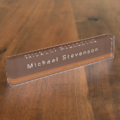 Trendy Modern Beruflich Brown Namensplakette (Seite)