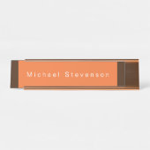 Trendy Modern Beruflich Orange Brown Schreibtischnamensplakette (Vorderseite )