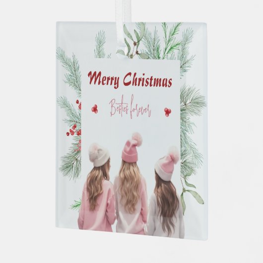 Trendy Modern Besties Forever BESTE FREUNDIN Frohe Ornament Aus Glas (Vorderseite links)