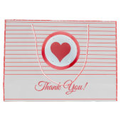 Trendy Modern Big Red Heart Strichen Vielen Dank Große Geschenktüte (Rückseite)