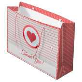 Trendy Modern Big Red Heart Strichen Vielen Dank Große Geschenktüte (Vorderseite Schrägansicht)