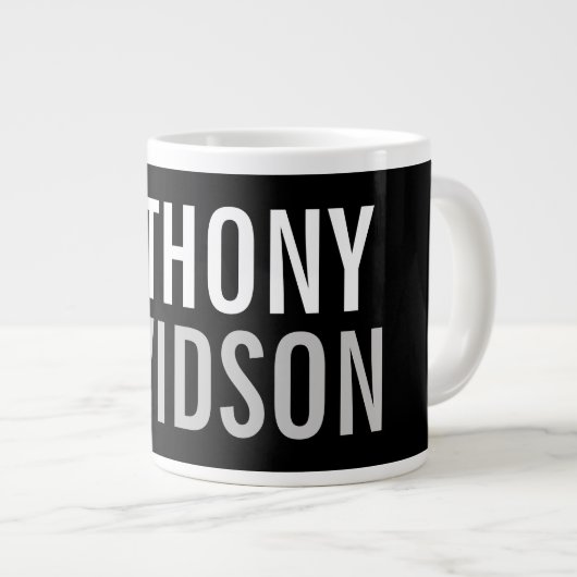 Trendy Modern Black Bold Text Jumbo-Tasse (Vorderseite Rechts)