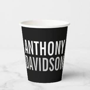 Trendy Modern Black Bold Text Pappbecher