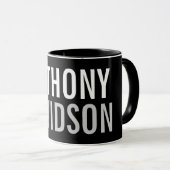 Trendy Modern Black Bold Text Tasse (VorderseiteRechts)