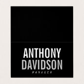 Trendy Modern Black Bold Text Visitenkarten (Außenseite Aufgefaltet)