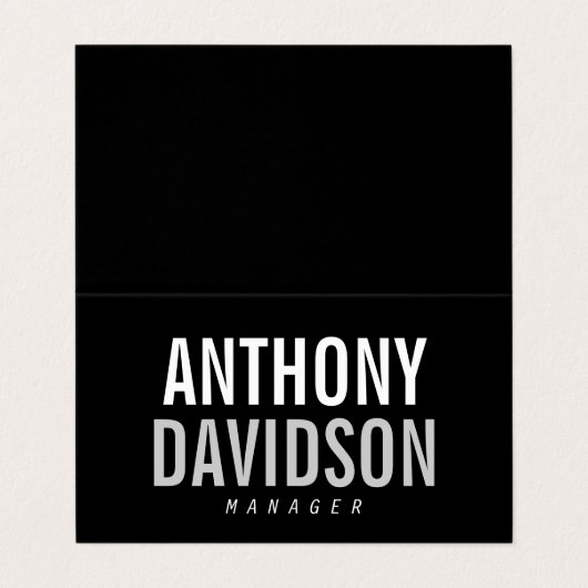 Trendy Modern Black Bold Text Visitenkarten (Außenseite Aufgefaltet)