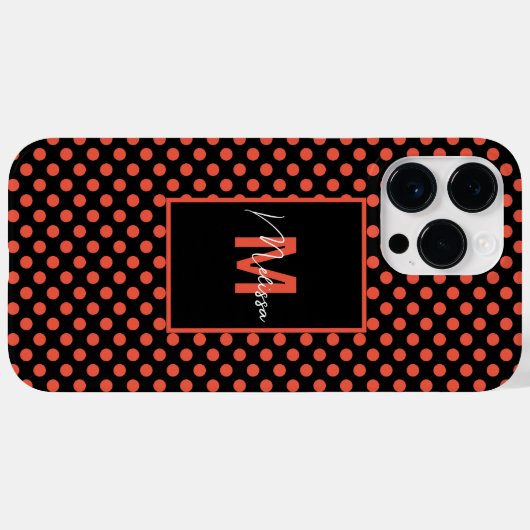 Trendy & Modern Black Dotted Pink Lmon Monogram Case-Mate iPhone Hülle (Rückseite (Horizontal))