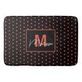 Trendy & Modern Black Lmon Dotted Monogram Badematte (Vorderseite)