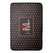 Trendy & Modern Black Lmon Dotted Monogram Badematte (Vorderseite Vertikal)