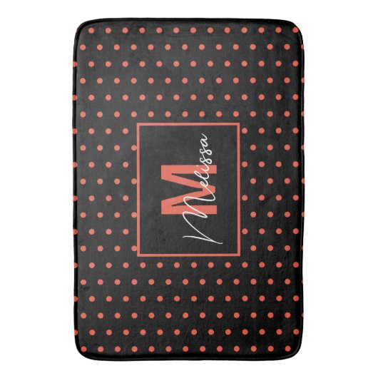 Trendy & Modern Black Lmon Dotted Monogram Badematte (Vorderseite Vertikal)