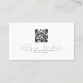 TRENDY MODERN BLACK QR CODE Business Card TEMPLATE Visitenkarte (Rückseite)