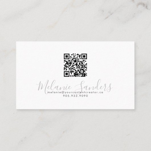 TRENDY MODERN BLACK QR CODE Business Card TEMPLATE Visitenkarte (Rückseite)